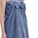 Bath Towels Wrap for Women, Quick-Dry Shower Body Wrap & Hair Towel with Secure Closure (Blue, S-XL)