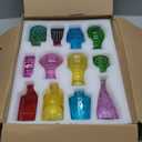 Coloch Set of 10 Colored Bud Vases, Assorted Small Glass Flower Vases Vintage Carved Floral Vase Single Bud Vase in Bulk for Centerpieces, Parties, Wedding Decoration, Office, Home