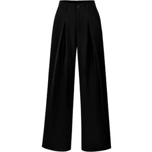 BTFBM Women High Waist Palazzo Pants Fall 2025 Casual Wide Leg Trousers Loose Work Office Business Suit Pant Pockets (X-Large, Black)