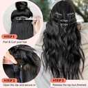 ALXNAN Clip in Long Wavy Hair Extension 24 Inch Chocolate Brown to Honey Blonde Hair Extensions 4PCS Thick Hairpieces Fiber Double Weft Hair for Women