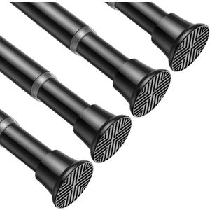 AIZESI 24-46 Inch Black Tension Rod, 4Pcs Spring Tension Curtain Rod, No Drilling, Adjustable for Window, Kitchen, Closet, Doorway