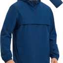 baleaf Men's Rain Jacket Water Resistant Hiking Windbreaker Packable Running Golf Gear Hood Raincoat Reflective (Navy Blue)