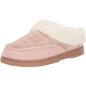 Dearfoams Women's Nyla Felted and Plaid Moc Toe Clog Slipper (9-10, Pale Mauve)