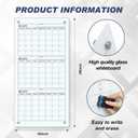 Glass Whiteboard Calendar Dry-Erase White Board Planner Glass Large Wall Mounted Calendar with Marker Tray for Wall Home or Office(Transparent,36" X 18",3 Month)