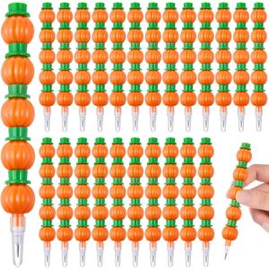 Faccito 48 Pcs Halloween Pumpkin Stackable Pencils for Kids Stacking Point Pencils Party Favors for Fall Halloween Pumpkin Thanksgiving Birthday Party Supplies Goodie Bag Filler School Fun Equipment