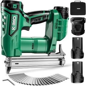 KIMO 18 Gauge Nail Gun Cordless with Battery 2.0Ah X 2 & Fast Charger, 5000pcs Nails, Single&Contact Firing, 180 Nails/min, LED Light, Adjustable Nailing Depth Cordless Brad Nailer for DIY Project