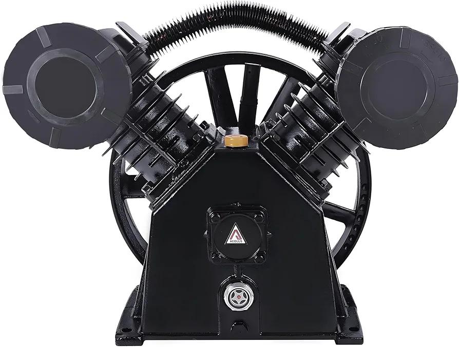 Cast Iron Twin Cylinder Air Compressor Pump Replacement, 145PSI 4HP, 8Bar
