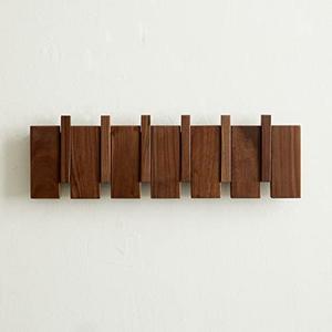 QUELLANCE Wood Coat Rack Wall Mount, Coat Hooks Hanger Wall Mounted, Heavy Duty Wall Coat Rack with 6 Hooks for Hanging Coats/Keys/Hats/Robe&Towels/Plants/Bags, Walnut