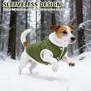 PUPTECK Dog Winter Coat, Warm Fleece Pet Jacket with Harness Built in, Water Resistant Windproof Collar Dog Puffer Vest, Doggy Snowsuits for Small Medium Dogs Cold Weather Apparel Outdoor, Green S
