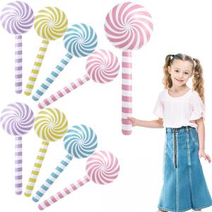 8 Pcs Giant Pastel Lollipop Balloons PVC Inflatable Candy for Kids 33 Inch Candycane Theme Birthday Party Supplies for Girls Ice Cream Sweet Birthday Pool Beach Party Float Toys Games