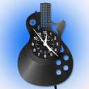 KingLive Music Wall Clock, Guitar Vinyl Clock, LED 6-Color Art Night Light Home Decor, Music Instrument Clocks Halloween for Men Guitarist