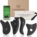 Gua Sha Facial Tools Set of 4 - Large Bian Stone for Face & Body Massage - Glowing Massage Tool & Body Set for Daily Skincare Routine