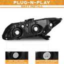 WEELMOTO for 2012-2015 Honda Civic 4Dr Sedan Headlights for 12-13 Honda Civic 2Dr Coupe Pair Headlamp Black Housing Amber Reflector Left+Right Side (Does NOT Fit Hybrid or Hybrid-L Models)