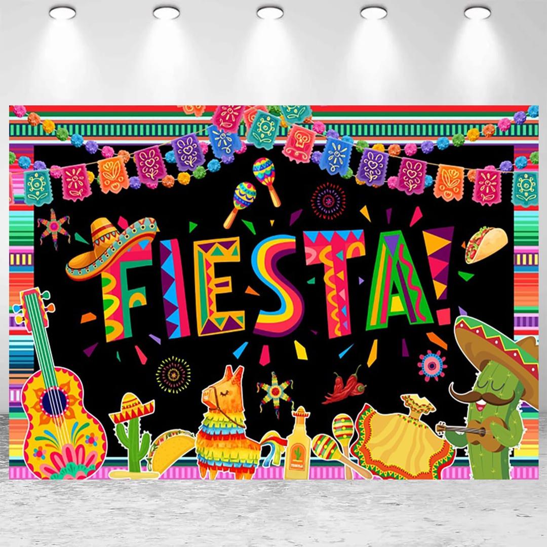 10x8ft Mexican Fiesta Backdrop Cinco De Mayo Party Photography Background Mexican Fiesta Carnival Party Banner Decorations Photo Studio Props