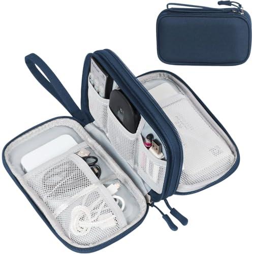 FYY Electronic Organizer, Travel Cable Organizer Bag Pouch Accessories Carry Case Portable Waterproof Double Layers All-in-One Storage for Cable, Cord, Charger, Phone, Earphone Navy