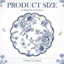 Supervitae 60 Pieces Blue Floral Paper Placemats Chinoiserie Place Mats 13.5 Inch Scalloped Blue Flower Disposable Placemats for Dinner Table Wedding Baby Shower Birthday Party Supplies