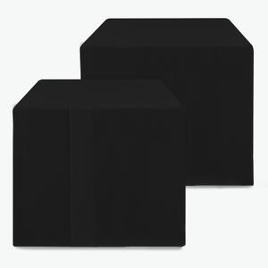 HolidayIdeas 2 Pack Square Fitted Table Covers - 34 x 34 Inch - Black Fabric Table Clothes Washable Tablecloth Protectors for Parties, Holiday Dinner, Trade Show, Vendor Stand