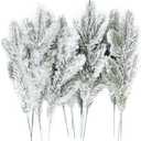 12Pcs Snowy Artificial Pine Needles - Branches Twigs 10.6" Frosted Pine Picks Greenery Stems for Crafts, Wreaths, Garlands - Holiday Decor