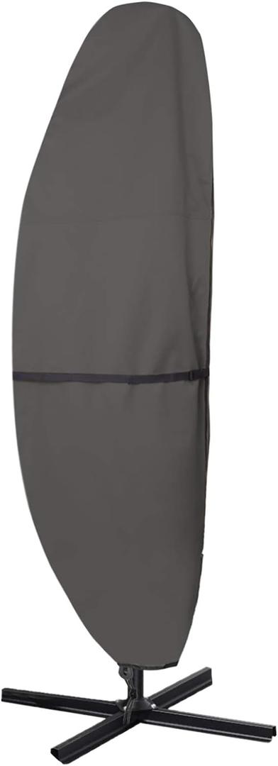 ULTCOVER Patio Parasol 600D Waterproof Outdoor Offset Banana Style Umbrella Cover - Fits Cantilever Offset Umbrella 7.5-11.5 Feet, Black