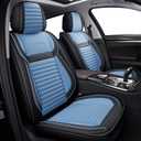 LINGVIDO Car Seat Covers, Breathable and Waterproof Faux Leather Automotive Seat Covers for Cars SUV Truck Sedan,Universal Anti-Slip Seat Cover with Backrest (Full Set, Light Blue & Black)