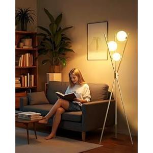 Lightdot Tripod Floor Lamp Stepless Dimmable Globe Modern Floor Lamp Gold Standing Lamps with 3PCS 3000K Bulbs Included Mid Century Modern Floor Lamps for Living Room/ Bedroom/ Sofa Beside/ Corner Decor