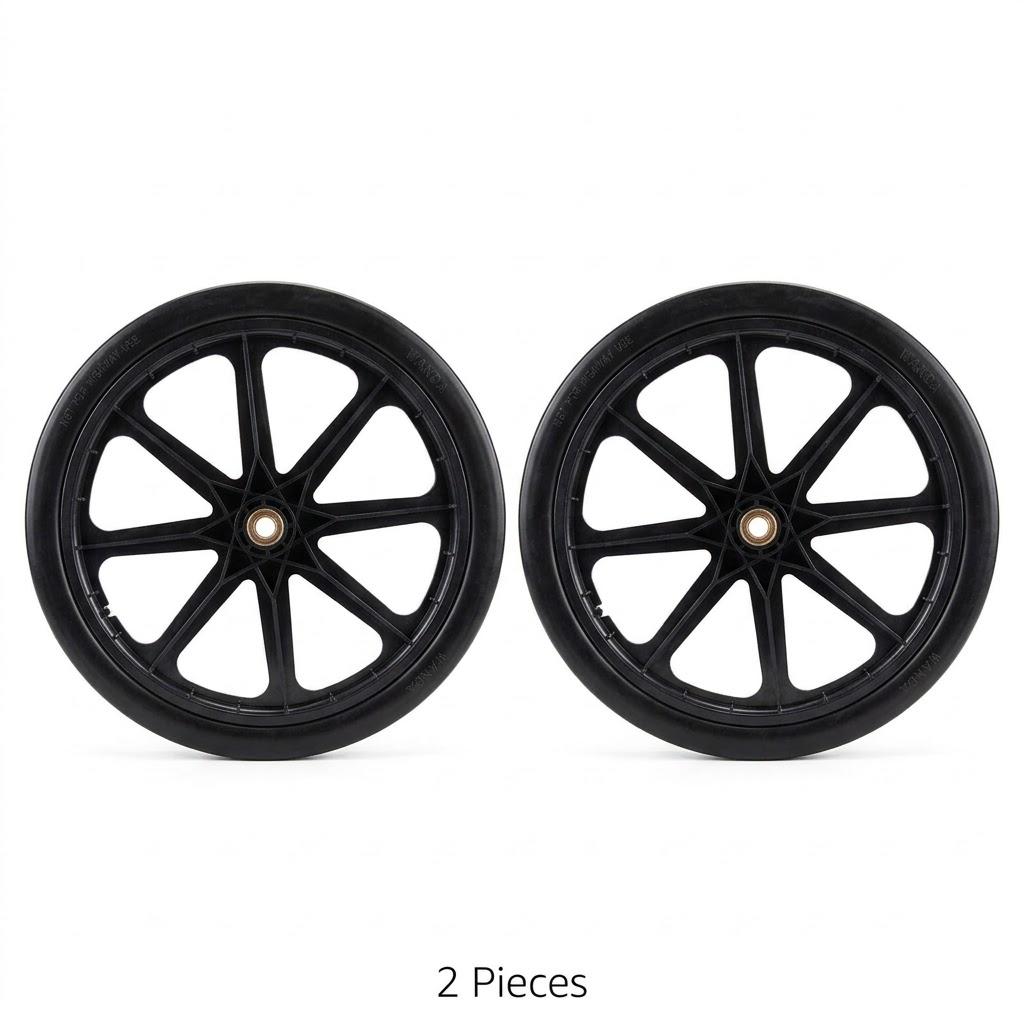 2-Piece Heavy Duty Black Spoked Replacement Wheel Set with Metal Hub Bearings for Utility Carts, Lawn Mowers, & Equipment 20x2.125