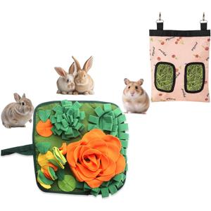 Rabbit Foraging Mat Bunny Snuffle Mat for Small Animals Interactive Puzzle Toy Feed Mat for Rabbits Bunnies Guinea Pigs Hamsters Puppies Chinchillas 17.7 Inches Suit