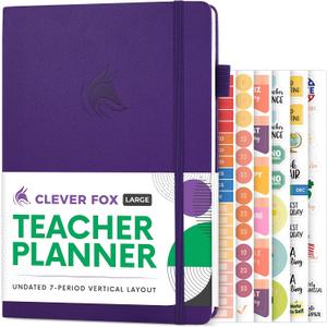 Clever Fox Teacher Planner School Year Planner with Calendars & Lesson Plans Teacher Plan Book for Classroom & Homeschool Organization - Undated, 7x10, Hardcover (Purple)