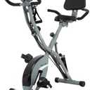 BARWING Stationary Exercise Bike for Home Workout, 5 IN 1 Foldable Indoor Cycling Bike for Seniors, 350LB Capacity, 16-Level Magnetic Resistance, Seat Backrest Adjustments