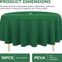 10 Pack Premium Disposable Plastic Tablecloth 84" Round Table Cover for Birthdays Weddings Christmas Anniversary Buffet Table (Green)