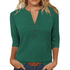 JomeDesign Womens Tops 3/4 Sleeve V Neck Shirts Dressy Casual Tunic Blouses Summer Tees L