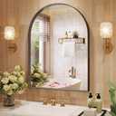 Arch Mirror, 24 x 32 Inch Black Arch Mirror for Bathroom, Arched Wall Mirror, Aluminum Alloy Frame Black Bathroom Vanity Mirror for Living Room Bedroom Entryway Mantel Hallways Decor