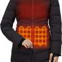 ORORO Women's Long Heated Down Parka with Battery, RDS Down (Black, M)