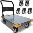 WUD Push Cart, Folding Mobile Platform Trolley,Thickened and Reinforced, 360 Swivel Wheels,35.4 L x 23.6 W, 1323 lb.Grey Dolly cart with Wheels