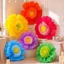 6 Pcs 31.5", 24" Colorful Giant Paper Flower Mexican Large Tissue Paper Flower for Wall Big Fiesta Crepe Floral Decorations for Wall Mexican Wedding Bridal Shower Baby Shower Nursery Decor