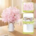 6 Set Artificial Cherry Blossom Branches with 6 Set White Metal Vases 14.17 Inches Pink Cherry Blossom Stems Faux Silk Flowers Decorative Branches for Vase Spring Summer Home Decor Indoor