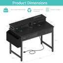 Lufeiya Small Desk with Drawers for Home Office Bedroom, 31 inch Black Writing Study Desks with Fabric Drawers Storage, Gaming Desk Table with Power Outlet & Monitor Stand, Black, 31.5"