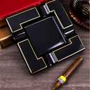Cigar Ashtray Large Ceramic Cigarettes Ash Tray Black Cigars Ashtrays for Men travel, Indoor, Outdoor, Patio, Home, Office, Gift