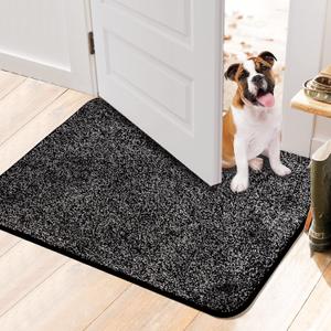 Walensee Indoor Doormat, Front Door Mat for Entrance (24"x35" Black) Machine Washable Entryway Rug Non Slip Dirt Trapper Door Rugs Absorbent Low Profile Shoes Scraper Inside Floor Mats for Entry