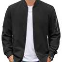COOFANDY Men's Bomber Jacket Casual Lightweight Jackets With Zippered Pocket Fashion Stylish Spring Fall Windbreaker (L, Black)
