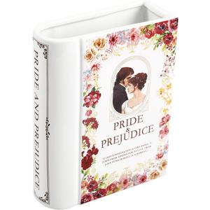 Ceramic Book Vase for Flowers, Book Flower Vases White, Book Shaped Vase, A Book About Flowers Vase, Decorative Ceramic Vases for Home, Office, Dining Table(Pride) (Ceramic-7.8")