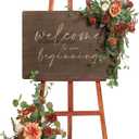 Ling's Moment Fall Wedding Welcome Sign Floral Swag 17.5" Tall Standing Artificial Flowers Backdrop Garland Terracotta Orange Ceremony Reception Easel Home Arch Entryway Decorations NOT Include Sign