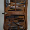 Manicure Set Professional Nail Clipper Kit-26 Pieces Stainless Steel Manicure Kit, Nail Care Tools with Luxurious Travel Case (Brown)