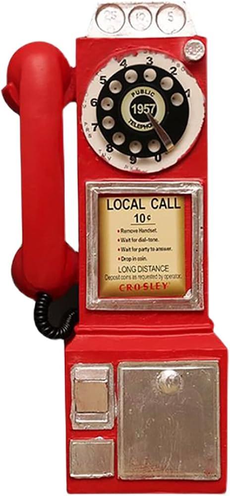 Resin Vintage Telephone Model for Office Bar Cafe Wall Mounted Retro Wall phone Home Decoration Rotary Dial Telephone for Home Desk Decor