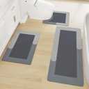 Bathroom Rugs Set 3 Piece, Bath Mat with Toilet Mats U-Shaped Non-Slip Water Absorbent Rubber Bathroom Mats for Tub, Shower and Bathroom 20"x32"+20"x47"+20"x24", Grey