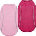 PUMYPOREITY 2Pack Dog Shirt for Small Dogs with Reflective Strip Safety for Night Walking, Soft Breathable Stretchy Tank Top Vest, Quick Dry Stretchy Puppy Shirt, Pink, S