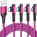 AINOPE USB C Cable [4-Pack, 3.1A] Type C Charger Fast Charging, Right Angle [10/6.6/3.3/3.3ft] USB A to USB C Cable Nylon Braided Compatible with Galaxy S22 S10 Plus S21 S20, Note 10, LG Google Pixel (Rose)