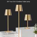 JACKYLED Cordless Table Lamps Rechargeable, 3 Adjustable Height, 5000mAh Battery Operated, 3 Colors Smooth Dimming, Portable LED Waterproof Table Lamp for Dining, Bedroom, Outdoor-Gold