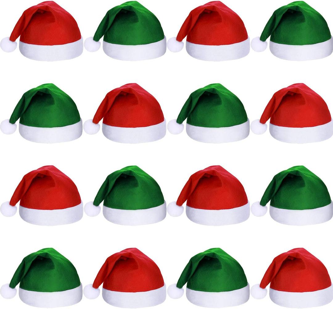 SATINIOR 16 Pieces Christmas Hat Bulk Santa Claus Xmas Santa Non Woven Fabric Hats for Christmas Adult Party Decorations