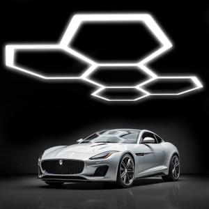 Hexagon LED Garage Lights, 26400LM Super Bright 5 Hex Honeycomb Car Detailing Ceiling LED Shop Light for Workshop Warehouse Gym Basement Wash Room